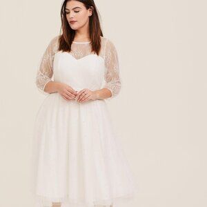 Torrid Ivory Lace Midi Wedding Dress